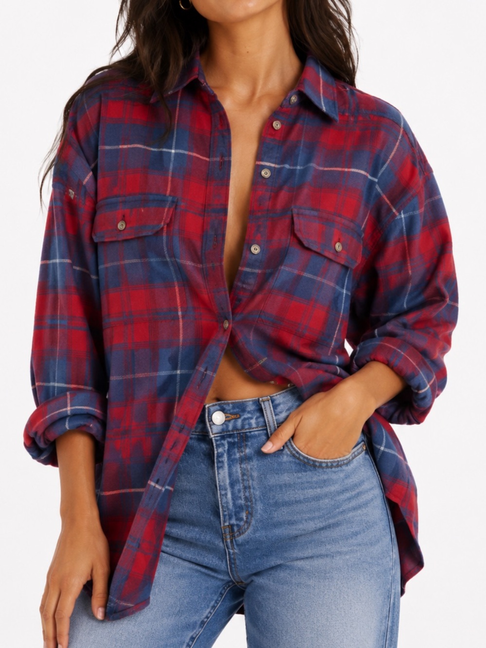 Spell & The Gypsy Collective - Red and Blue “Basecamp” Flannel Shirt - XXS